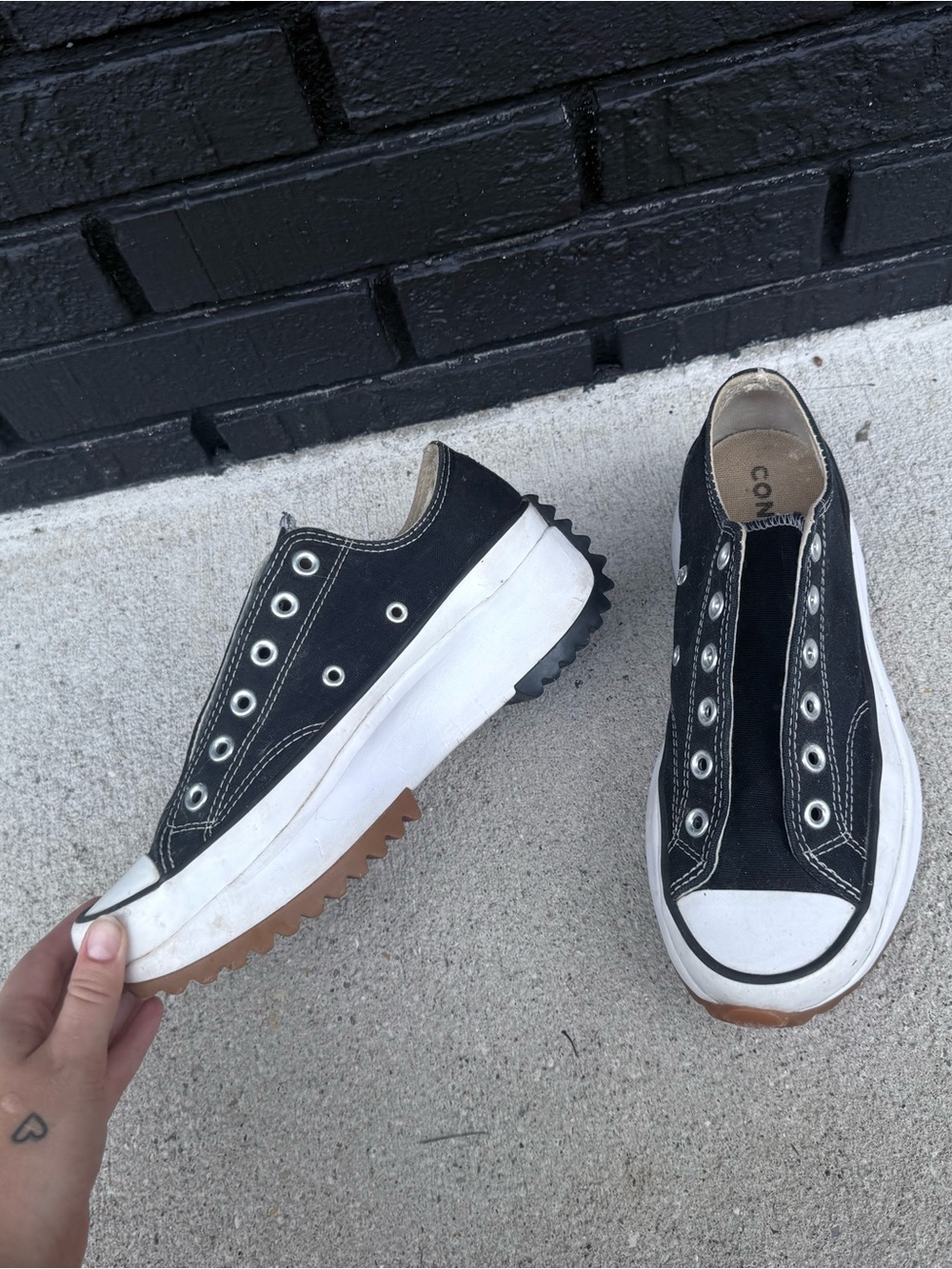 Converse Black Platform Slip-On Lug-Sole Sneakers - Women